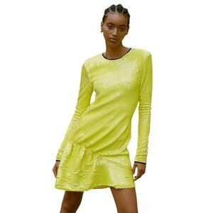 Brogger Diana Neon Yellow Sequin Mini Dress Art Gallery Core Disco Core Dopamine